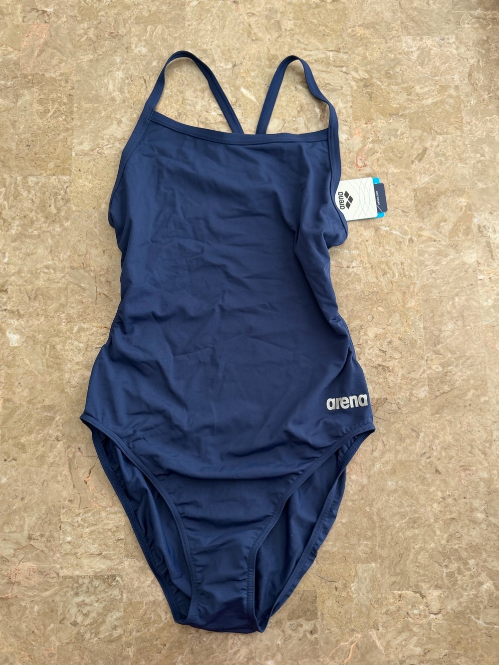 Arena Women's Solid Challenge Back One Piece Swimsuit Navy Size 40